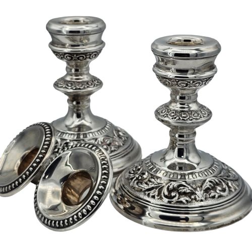 DELIGHTFUL VINTAGE PAIR OF HALLMARKED SILVER CANDLESTICKS BIRM 1966 - ADDITIONAL PHOTO 3