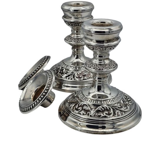 DELIGHTFUL VINTAGE PAIR OF HALLMARKED SILVER CANDLESTICKS BIRM 1966 - ADDITIONAL PHOTO 5