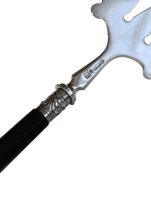VICTORIAN ELKINGTON SILVER PLATE EBONY HANDLED BREAD TRIDENT FORK - ADDITIONAL PHOTO 5