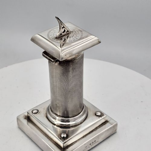 EXCEPTIONALLY RARE AND FINE SAUNDERS AND MCKENZIE SOLID SILVER SUNDIAL COMPASS ON COLUMN C1933 - ADDITIONAL PHOTO 11