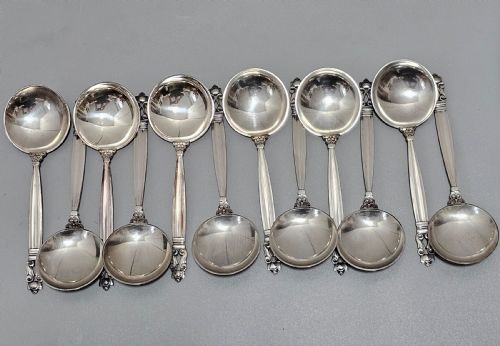 STUNNING VINTAGE GEORG JENSEN 75PCE SILVER ACORN CUTLERY SERVICE PLUS 5 X RARE FRIGAST SILVER SERVERS USED ONLY ONCE - ADDITIONAL PHOTO 16
