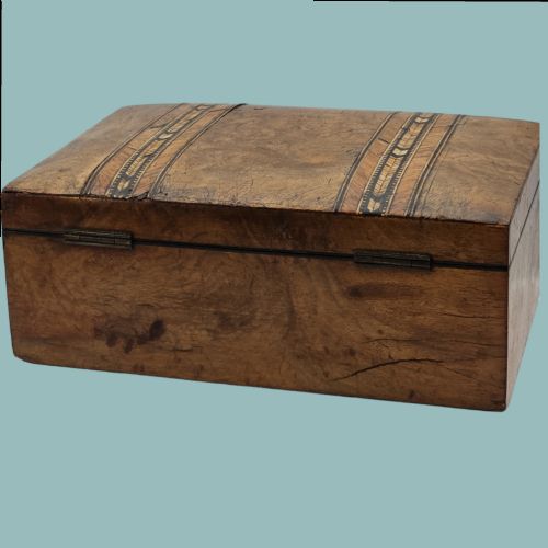BEAUTIFUL INLAID BURR WALNUT JEWELLERY BOX WITH KEY C1900 - ADDITIONAL PHOTO 2