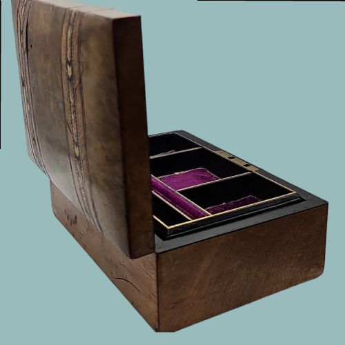 BEAUTIFUL INLAID BURR WALNUT JEWELLERY BOX WITH KEY C1900 - ADDITIONAL PHOTO 5