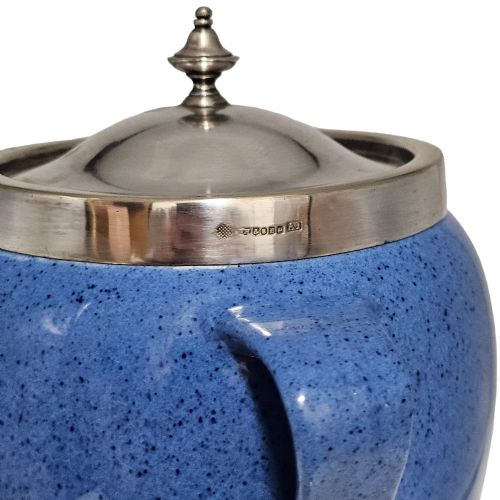 ATTRACTIVE MOORCROFT MOTTLED BLUE SILVER PLATE ARTS CRAFTS BISCUIT BARRELL C1920 - ADDITIONAL PHOTO 10