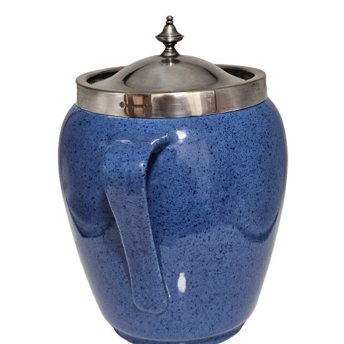 ATTRACTIVE MOORCROFT MOTTLED BLUE SILVER PLATE ARTS CRAFTS BISCUIT BARRELL C1920 - ADDITIONAL PHOTO 12