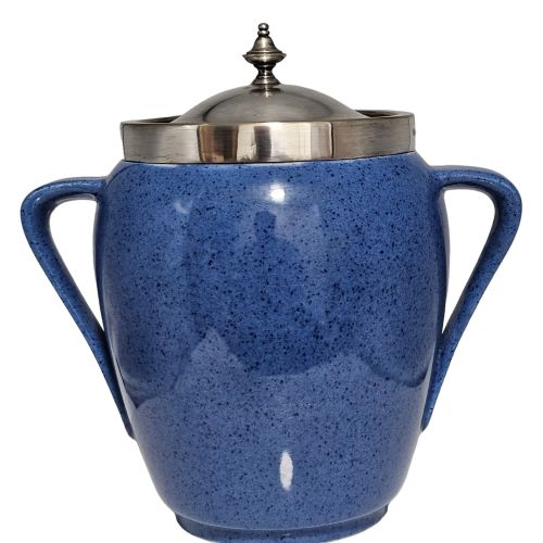 ATTRACTIVE MOORCROFT MOTTLED BLUE SILVER PLATE ARTS CRAFTS BISCUIT BARRELL C1920 - ADDITIONAL PHOTO 14