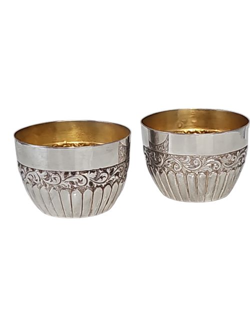 attractive pair of 19thc elkington silver salts with gilded interiors c1889 - CATEGORY: ANTIQUE SILVER - DATED 19TH CENTURY