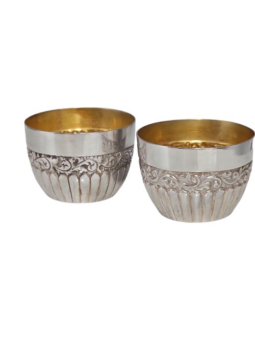 ATTRACTIVE PAIR OF 19THC ELKINGTON SILVER SALTS WITH GILDED INTERIORS C1889 - ADDITIONAL PHOTO 6