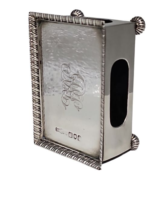 LARGE VINTAGE SILVER MATCHBOX HOLDER LONDON 1898 - ADDITIONAL PHOTO 3