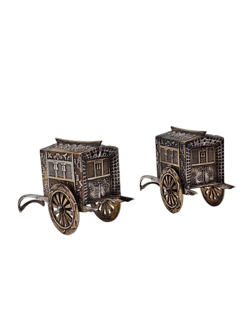 FABULOUS QUALITY JAPANESE VINTAGE STERLING SILVER CRUETS FORMED AS WAGONS C1920S - ADDITIONAL PHOTO 9