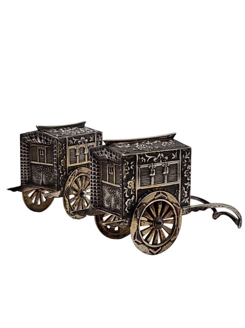 fabulous quality japanese vintage sterling silver cruets formed as wagons c1920s - CATEGORY: ANTIQUE SILVER - DATED 1920