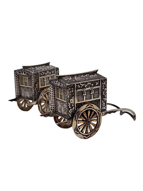FABULOUS QUALITY JAPANESE VINTAGE STERLING SILVER CRUETS FORMED AS WAGONS C1920S - ADDITIONAL PHOTO 11