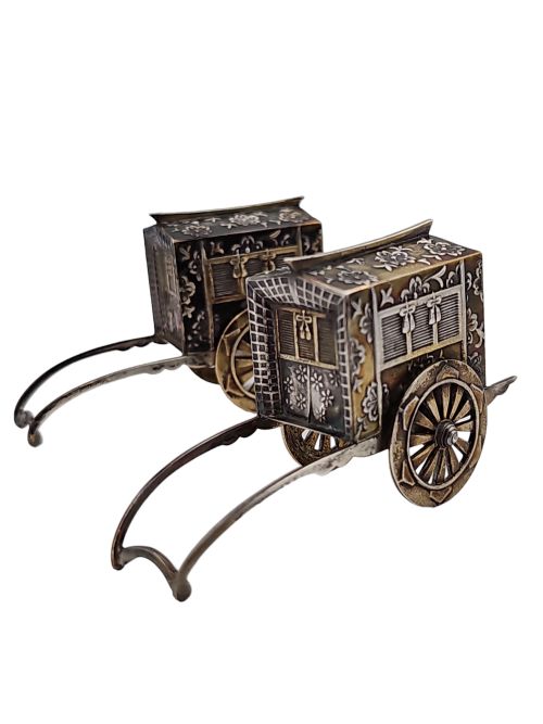 FABULOUS QUALITY JAPANESE VINTAGE STERLING SILVER CRUETS FORMED AS WAGONS C1920S - ADDITIONAL PHOTO 12