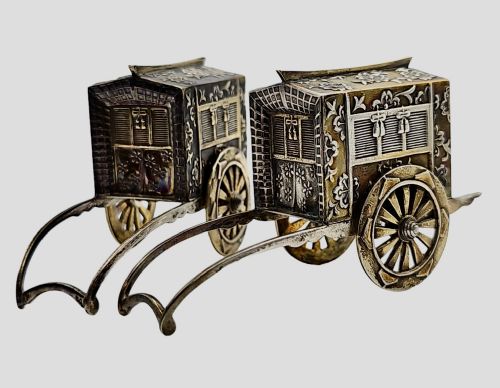 FABULOUS QUALITY JAPANESE VINTAGE STERLING SILVER CRUETS FORMED AS WAGONS C1920S - ADDITIONAL PHOTO 20