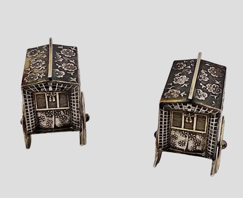 FABULOUS QUALITY JAPANESE VINTAGE STERLING SILVER CRUETS FORMED AS WAGONS C1920S - ADDITIONAL PHOTO 21