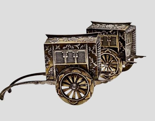 FABULOUS QUALITY JAPANESE VINTAGE STERLING SILVER CRUETS FORMED AS WAGONS C1920S - ADDITIONAL PHOTO 26