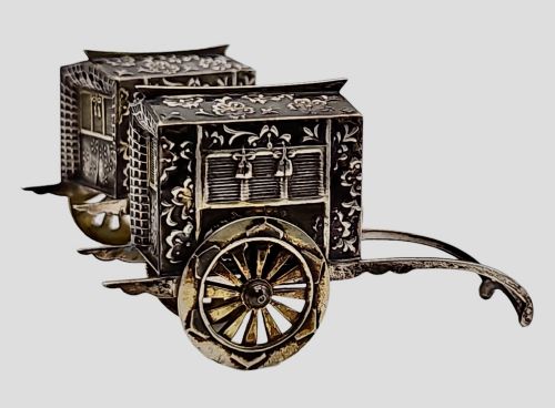 FABULOUS QUALITY JAPANESE VINTAGE STERLING SILVER CRUETS FORMED AS WAGONS C1920S - ADDITIONAL PHOTO 29