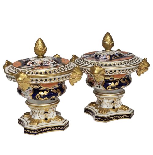 STUNNING PAIR OF BLOOR DERBY POT POURRI VASES EXCELLENT CONDITION C1815 - ADDITIONAL PHOTO 1