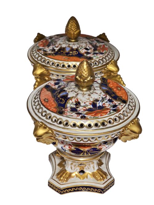 STUNNING PAIR OF BLOOR DERBY POT POURRI VASES EXCELLENT CONDITION C1815 - ADDITIONAL PHOTO 14