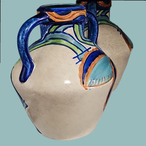PAIR OF THOMAS FORESTER VASE AMPHORA T F S SEVILLE PHOENIX UNUSUAL COLOURWAY ART DECO - ADDITIONAL PHOTO 7