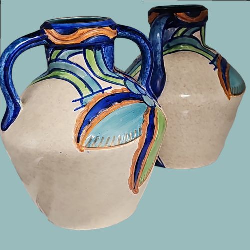 PAIR OF THOMAS FORESTER VASE AMPHORA T F S SEVILLE PHOENIX UNUSUAL COLOURWAY ART DECO - ADDITIONAL PHOTO 8