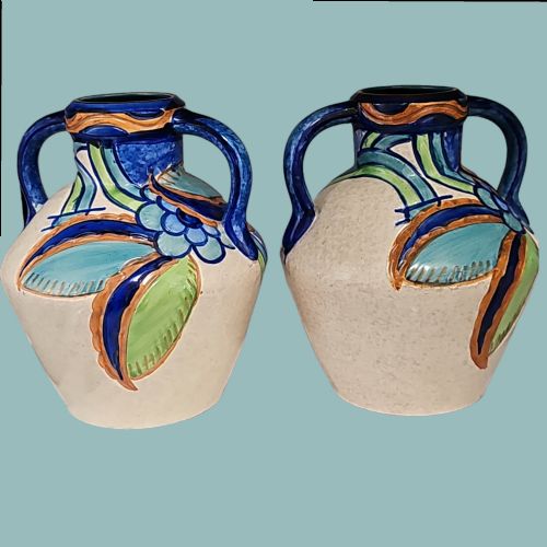 PAIR OF THOMAS FORESTER VASE AMPHORA T F S SEVILLE PHOENIX UNUSUAL COLOURWAY ART DECO - ADDITIONAL PHOTO 9