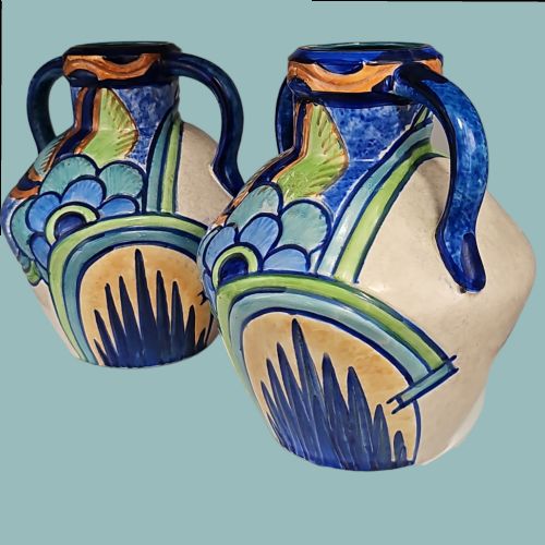 PAIR OF THOMAS FORESTER VASE AMPHORA T F S SEVILLE PHOENIX UNUSUAL COLOURWAY ART DECO - ADDITIONAL PHOTO 13