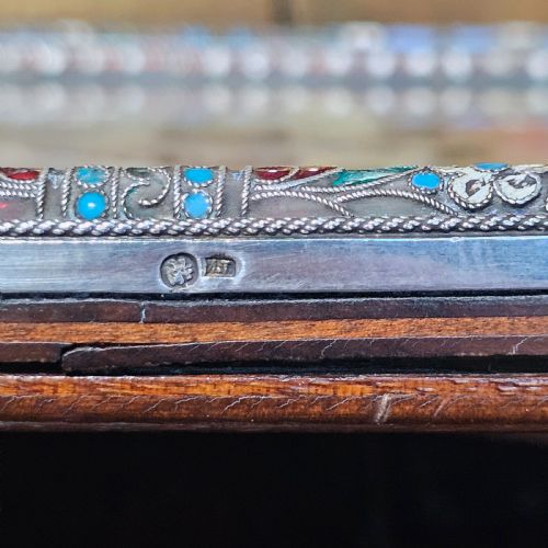 FABULOUS LARGE 19THC RUSSIAN SILVER ENAMEL FRAME WITH EMBROIDERED SCENE POSSIBLY IVAN GUBKIN SILVERSMITH - ADDITIONAL PHOTO 14