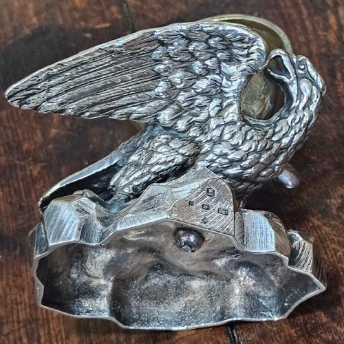 FABULOUS 19THC ELKINGTON CO ELECTROPLATED AND BRASS EAGLE GLOBE INKWELL - ADDITIONAL PHOTO 1