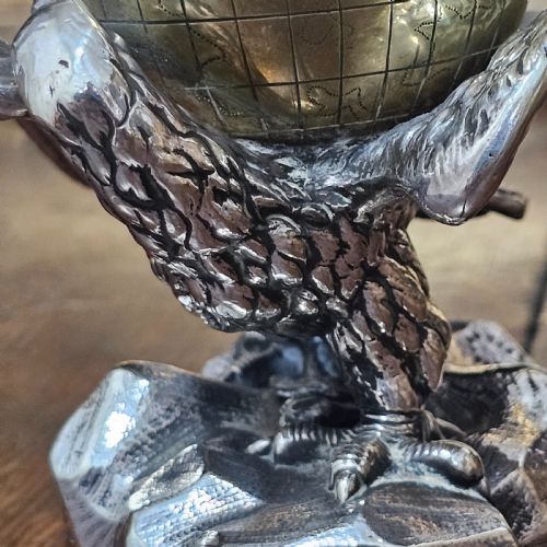 FABULOUS 19THC ELKINGTON CO ELECTROPLATED AND BRASS EAGLE GLOBE INKWELL - ADDITIONAL PHOTO 7