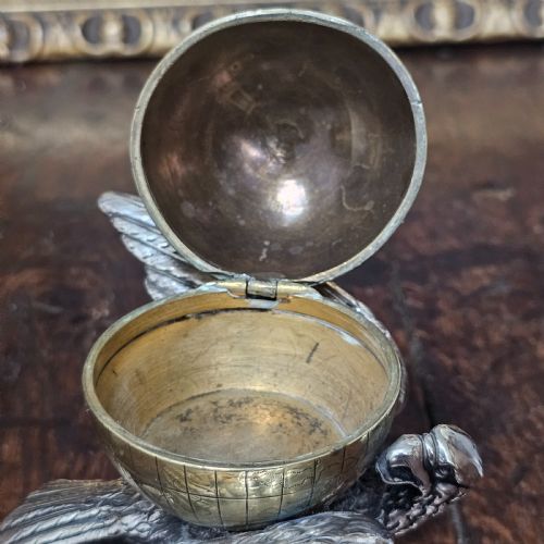 FABULOUS 19THC ELKINGTON CO ELECTROPLATED AND BRASS EAGLE GLOBE INKWELL - ADDITIONAL PHOTO 15