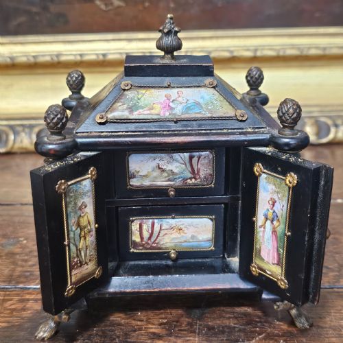 19th cent austrian viennese enamel jewellery casket chest - CATEGORY: ANTIQUE BOXES - DATED 19TH CENTURY