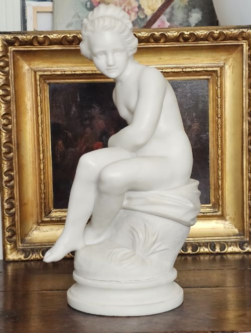 VERY FINE 505CM 19THC CARVED WHITE MARBLE FIGURE JEUNE DIANNE AFTER THE 18THC ORIGINAL SIGNED FALCONET - ADDITIONAL PHOTO 2