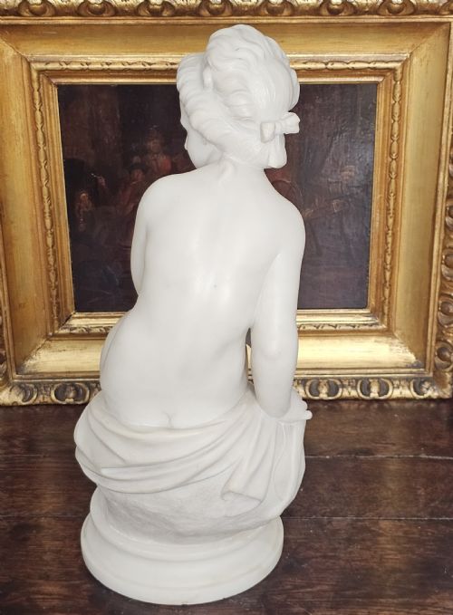 VERY FINE 505CM 19THC CARVED WHITE MARBLE FIGURE JEUNE DIANNE AFTER THE 18THC ORIGINAL SIGNED FALCONET - ADDITIONAL PHOTO 3