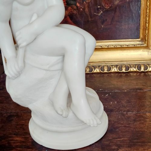 VERY FINE 505CM 19THC CARVED WHITE MARBLE FIGURE JEUNE DIANNE AFTER THE 18THC ORIGINAL SIGNED FALCONET - ADDITIONAL PHOTO 8