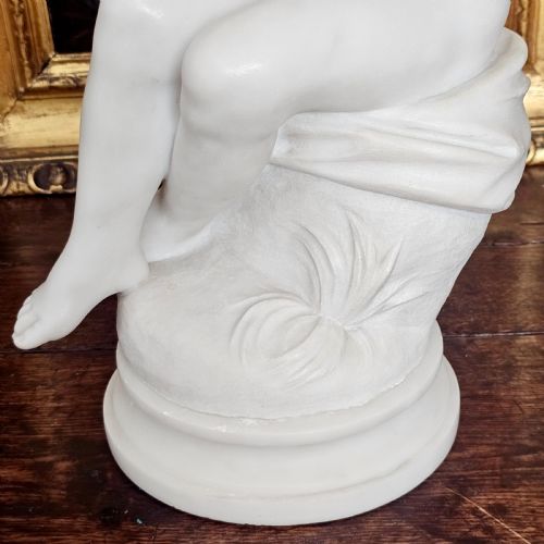VERY FINE 505CM 19THC CARVED WHITE MARBLE FIGURE JEUNE DIANNE AFTER THE 18THC ORIGINAL SIGNED FALCONET - ADDITIONAL PHOTO 9