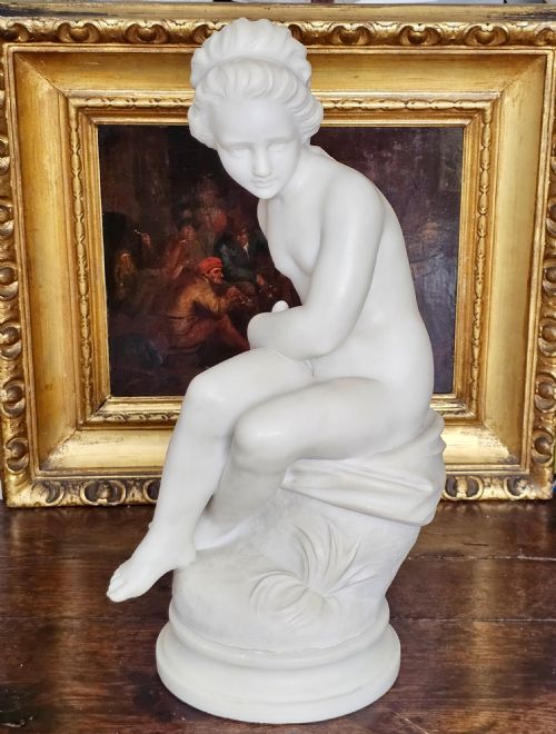 VERY FINE 505CM 19THC CARVED WHITE MARBLE FIGURE JEUNE DIANNE AFTER THE 18THC ORIGINAL SIGNED FALCONET - ADDITIONAL PHOTO 11