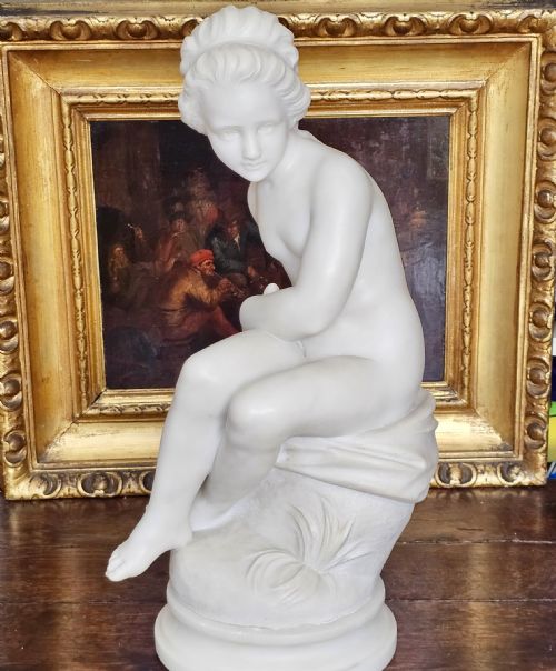 VERY FINE 505CM 19THC CARVED WHITE MARBLE FIGURE JEUNE DIANNE AFTER THE 18THC ORIGINAL SIGNED FALCONET - ADDITIONAL PHOTO 20