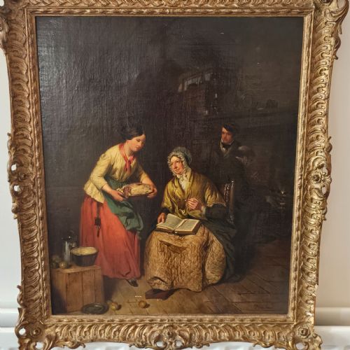 BEAUTIFUL OIL PAINTING ON CANVAS SIGNED 'THOS FAED' - ADDITIONAL PHOTO 3