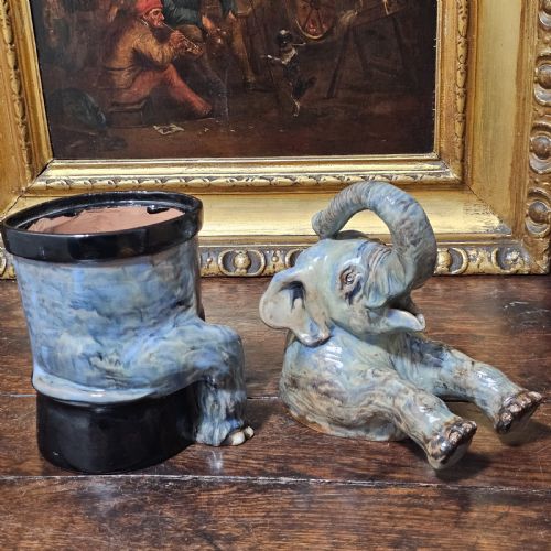 FABULOUS EARLY 20THC POTTERY ELEPHANT BISCUITTEA JAR C1930S - ADDITIONAL PHOTO 10