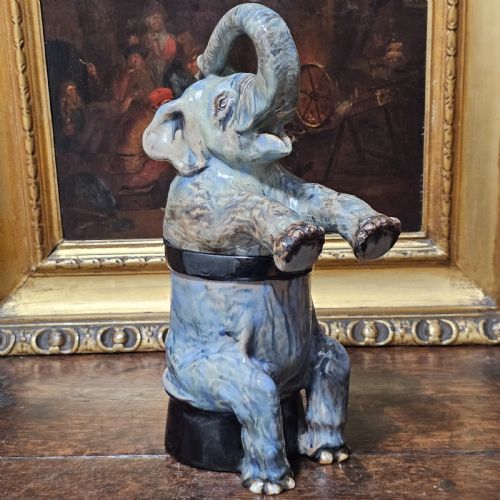 FABULOUS EARLY 20THC POTTERY ELEPHANT BISCUITTEA JAR C1930S - ADDITIONAL PHOTO 14