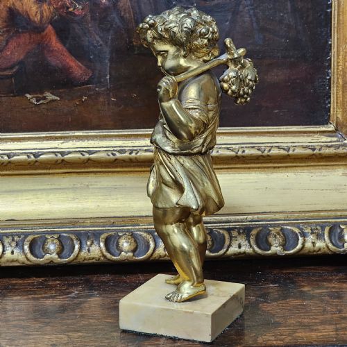 GOOD QUALITY 19TH CENTURY GILDED BRONZE CHERUB 22CM - ADDITIONAL PHOTO 1