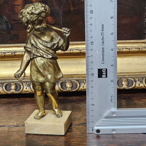GOOD QUALITY 19TH CENTURY GILDED BRONZE CHERUB 22CM - ADDITIONAL PHOTO 6
