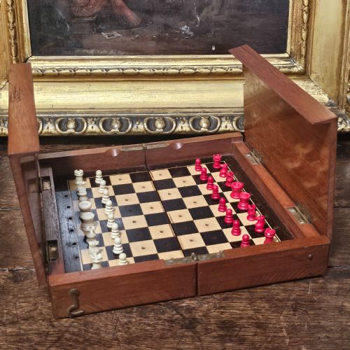 LATE VICTORIANEDWARDIAN MAHOGANY AND IVORY TRAVELLING CHESS SET - ADDITIONAL PHOTO 3