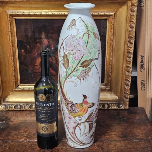 MONUMENTAL ANTIQUE ROZENBURG DE HAAN PEACOCK VASE 465CM - ADDITIONAL PHOTO 1
