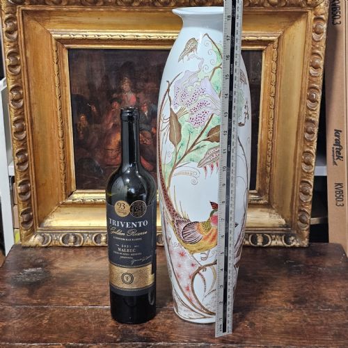 MONUMENTAL ANTIQUE ROZENBURG DE HAAN PEACOCK VASE 465CM - ADDITIONAL PHOTO 11