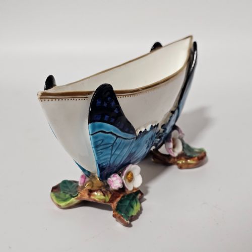 UNUSUAL GEORGE JONES MAJOLICA FOR MINTON BUTTERFLY DISH 195CM - ADDITIONAL PHOTO 4