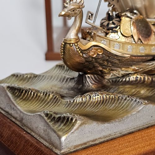 RARE SUPERB LARGE SEKI TAKEHIKO JAPANESE GILT SILVER TREASURE SHIP WITH CASE - ADDITIONAL PHOTO 16