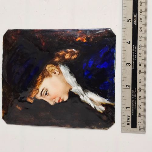 ANTIQUE FRENCH ENAMEL PORTRAIT OF YOUNG WOMAN ON COPPER LIKELY LIMOGES C1900 - ADDITIONAL PHOTO 5