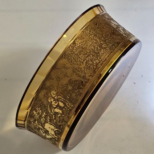 ANTIQUE MOSER KARLSBAD AMBER CIRCULAR DISH ETCHED GILDED BAND WITH FACETED RIM - ADDITIONAL PHOTO 15